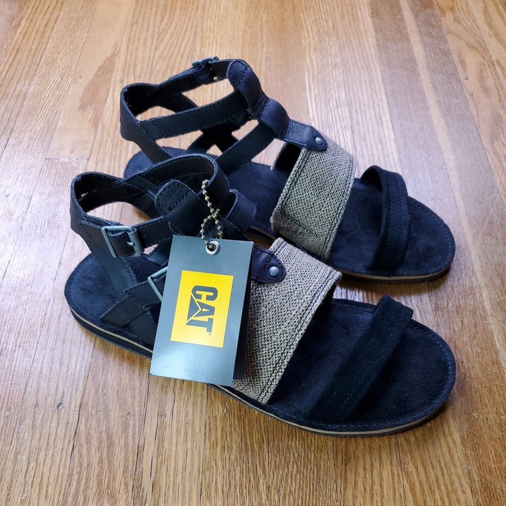 Caterpillar Cat Womens Strappy Sandals Sz 8.5 Work Black Strap Sandal NEW